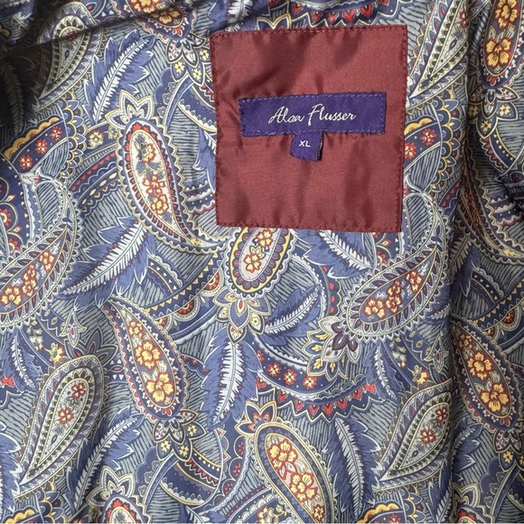 Alan Flusser Quilted Puffer Vest Burgundy Full Zip Lightweight - Picture 6 of 8